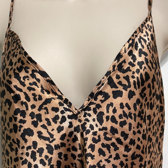 IN BLOOM by JONQUIL Cheetah Print Chemise Black Lace Trim Womens Large - Picture 2 of 11